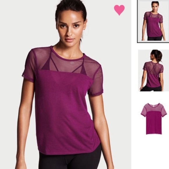 EUC Victoria’s Secret Mesh Short Sleeve Tee Size S - Picture 2 of 3